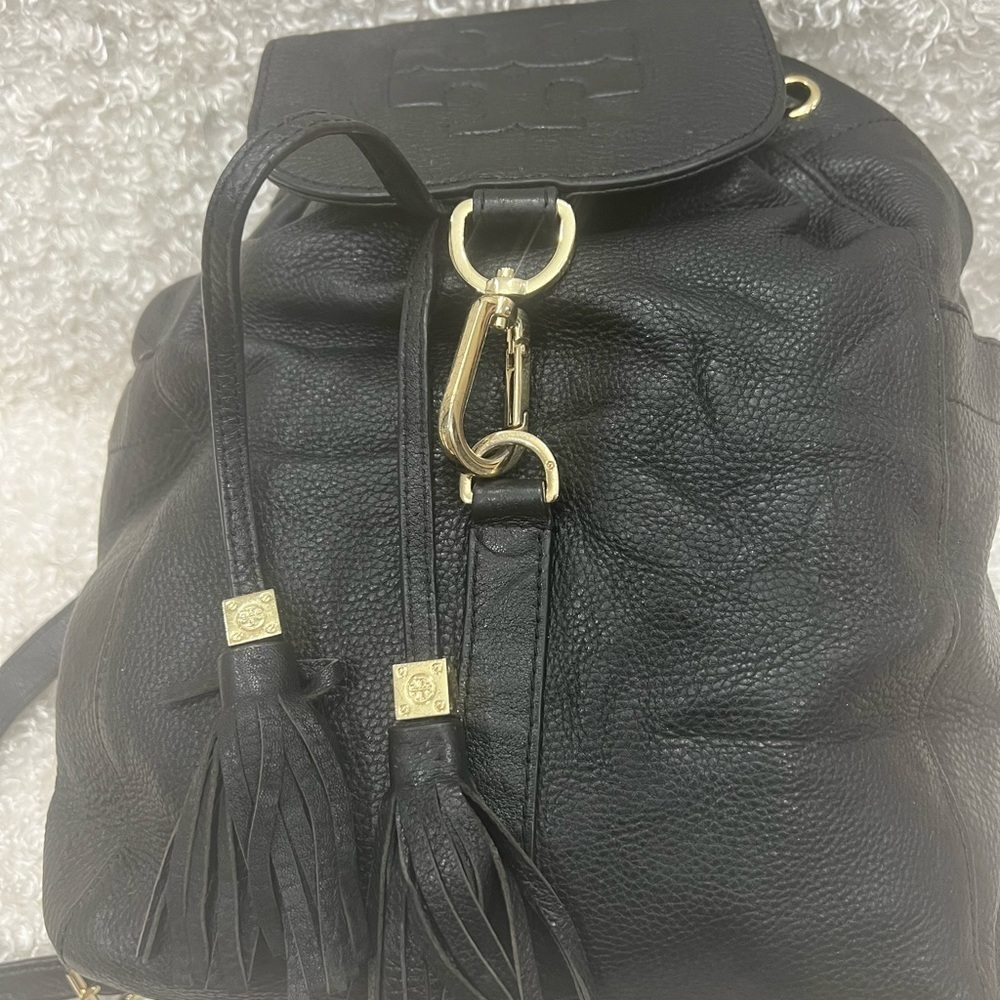 Tory Burch Leather Drawstring Backpack - Picture 10 of 16